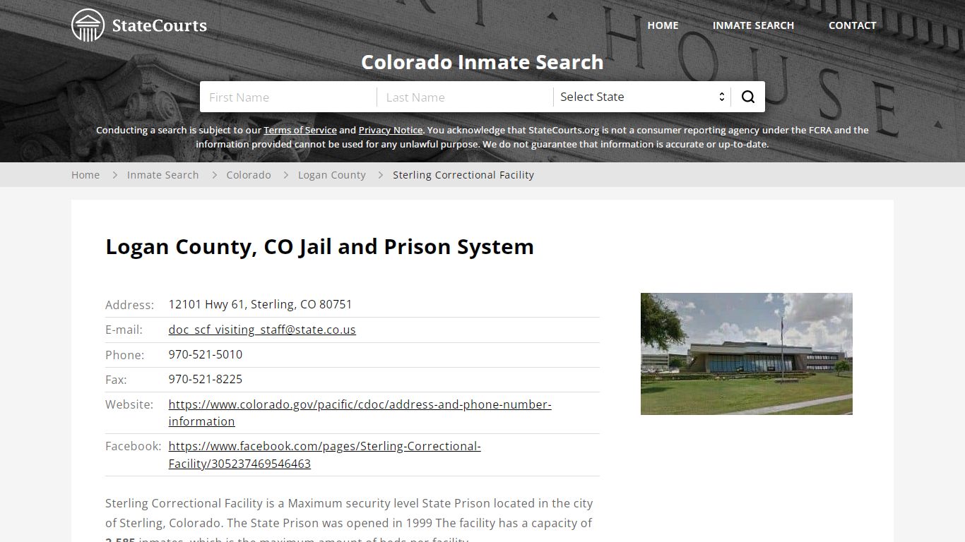Sterling Correctional Facility Inmate Records Search ...