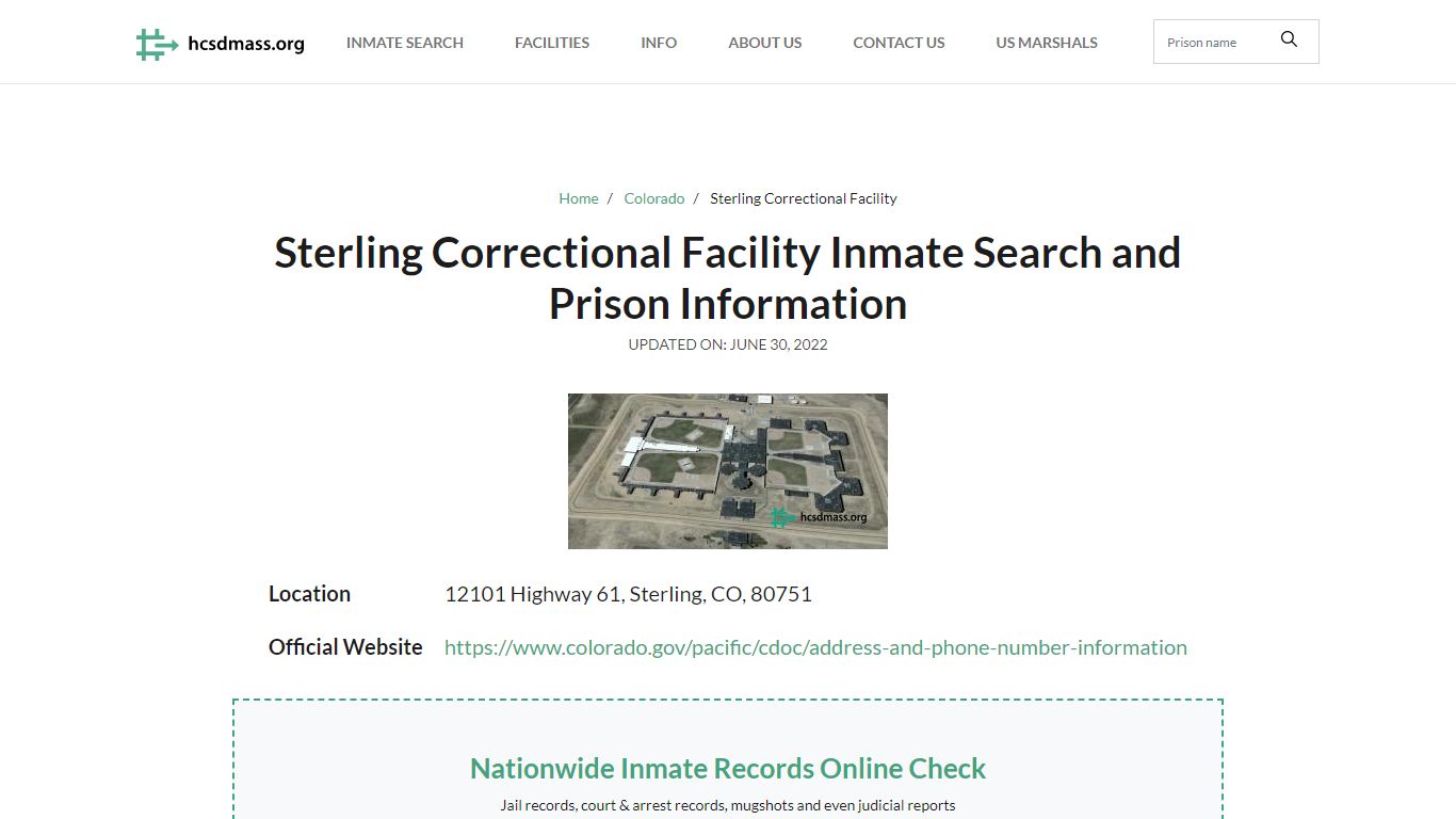 Sterling Correctional Facility Inmate Search, Visitation ...